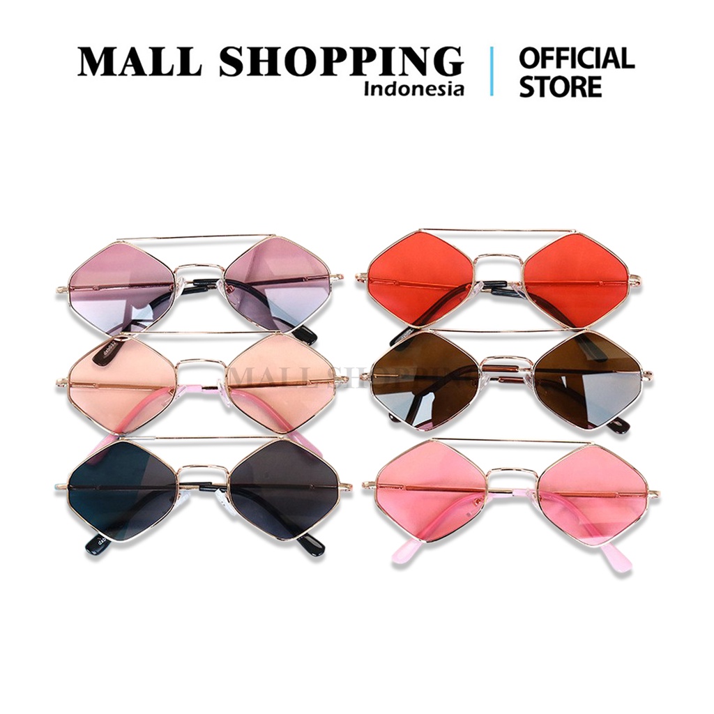 Kacamata Fashion Wanita Frame Belah Ketupat Kacamata Segi Sunglasses MALL SHOPPING