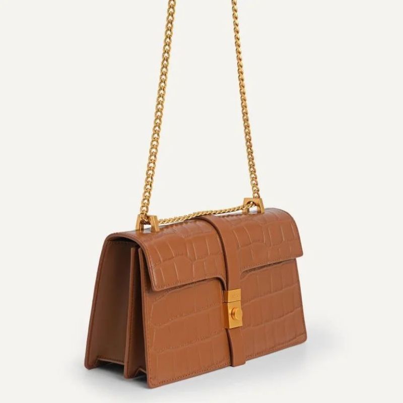 8.8 SALE | PDRO Leather Croc-Effect Shoulder Bag