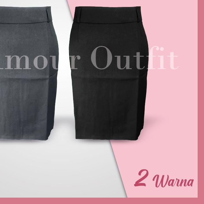 Rok Span Pendek Wanita Hitam dan Abu Ukuran S M L XL Bahan Gabardine Premium Mini Skirt Polos / Kerj