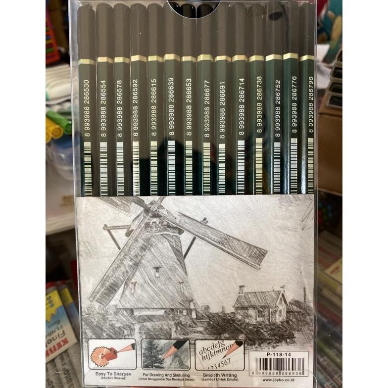

←Best Terlaris← 6F9JK Drawing Sketch Pencil Joyko / Pensil gambar sketsa set komplit P-118-14 P 118