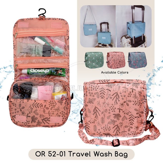 tas Travel Organizer Pouch+ tali panjang tas kosmetik Peralatan Mandi Organizer Gantung Toilet 52-01