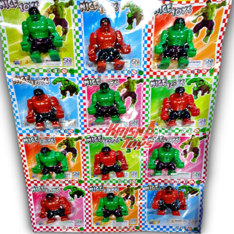 MAINAN BALOK SUSUN FIGURE HULK/BRICK SUPERHERO isi 12pcs/Lembar