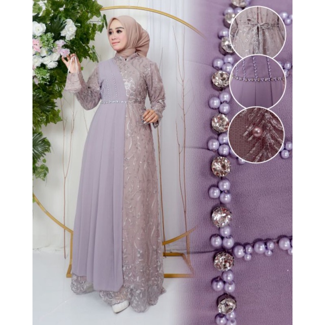 GAMIS ANDARA // BAHAN TILLE BORDIR MIX CERUTY + PAYET MUTIARA // KODE DJ