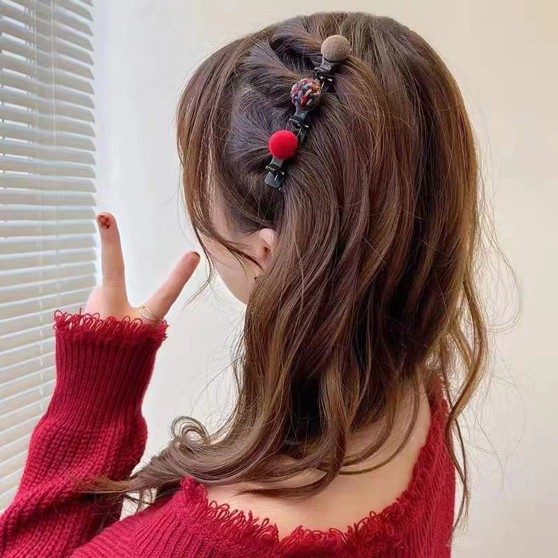 (Hello Girl)F20 Jepit Rambut Kepang Jepit Ganda Unik Wanita Korea Import