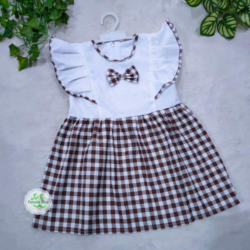 Dress Anak 1 2 tahun anime motif kotak jepang baju  anak cewek perempuan unik ( dress anime kotak)