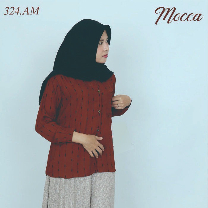 Kemeja Salur Wanita Motif Bunga Printing Flower - Kemeja Wanita Jumbo - Kemeja Panjang Wanita BD