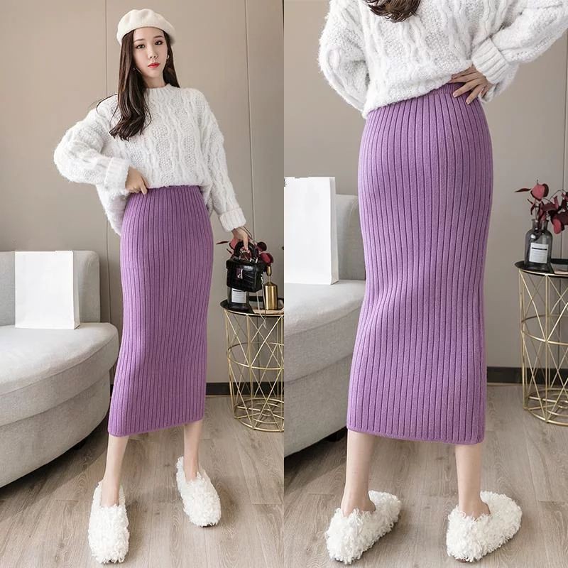 Rib midi skirt knit / rok rajut korea / rok ngatung 7/8