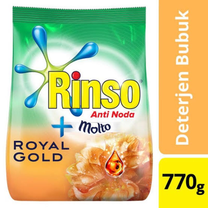 Rinso detergent bubuk royal gold/ japanese peach / rose fresh 770gr / rinso classic 770gr/ so klin softener purple 770/800gr / varian daia 800gr