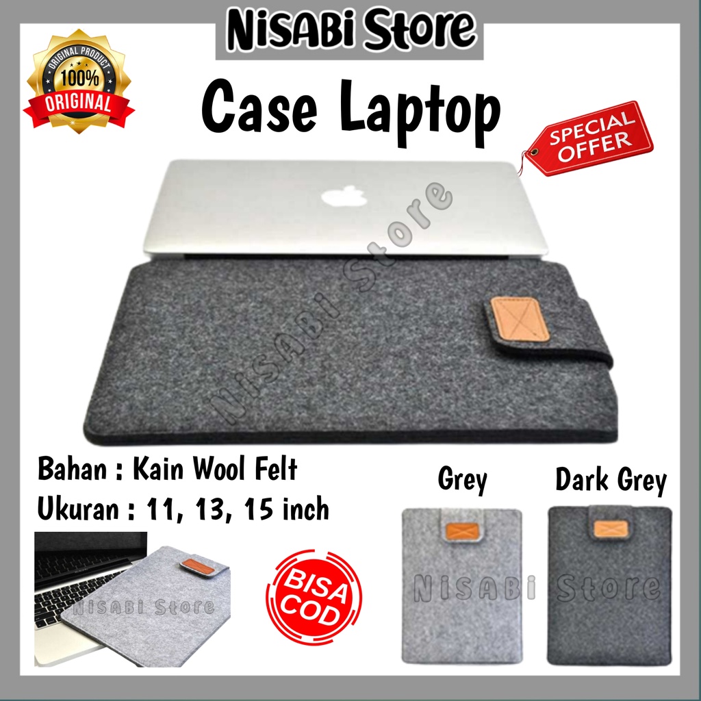 Jual Case Sarung Laptop 11 13 15 inch Grey Polos Soft Sleeve Macbook