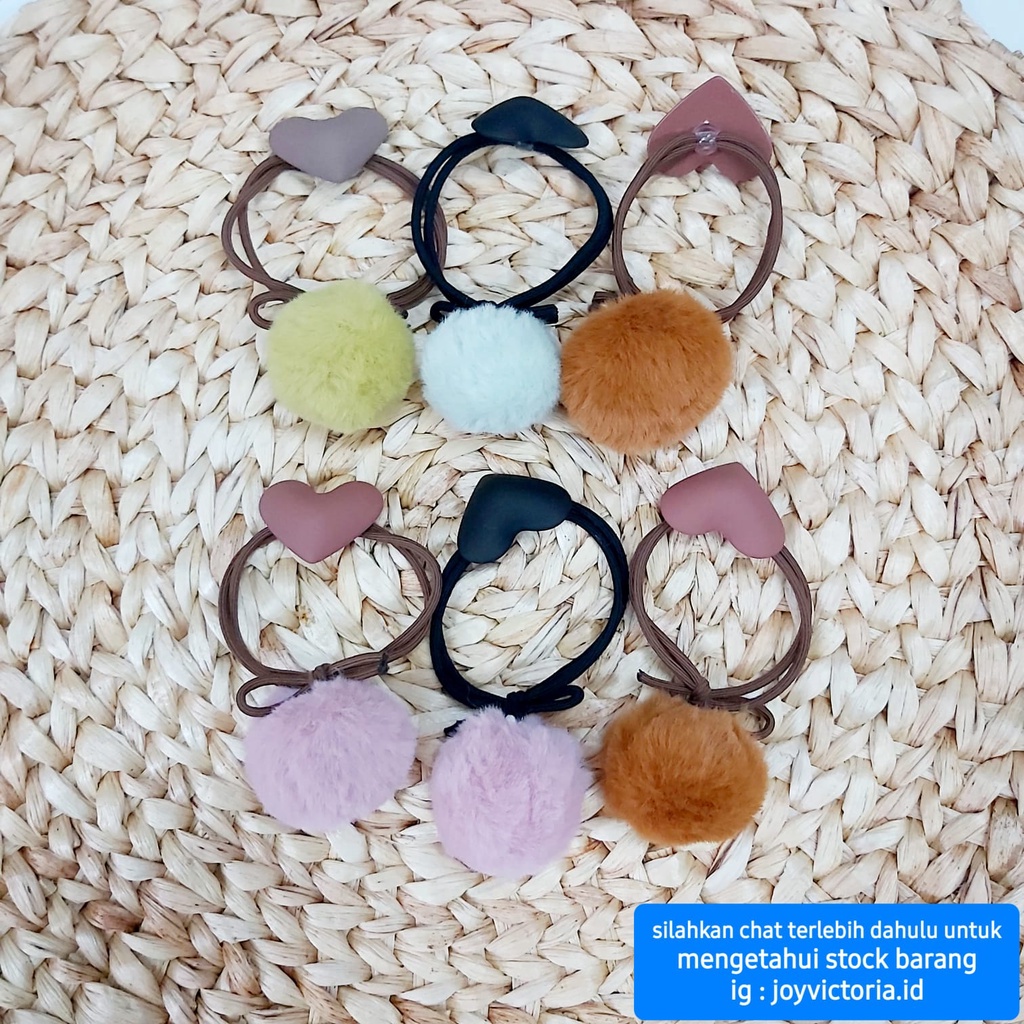 KARET RAMBUT KOREA POM POM CUTE IKAT / KUNCIR HAIR AKSESORIS KEPALA