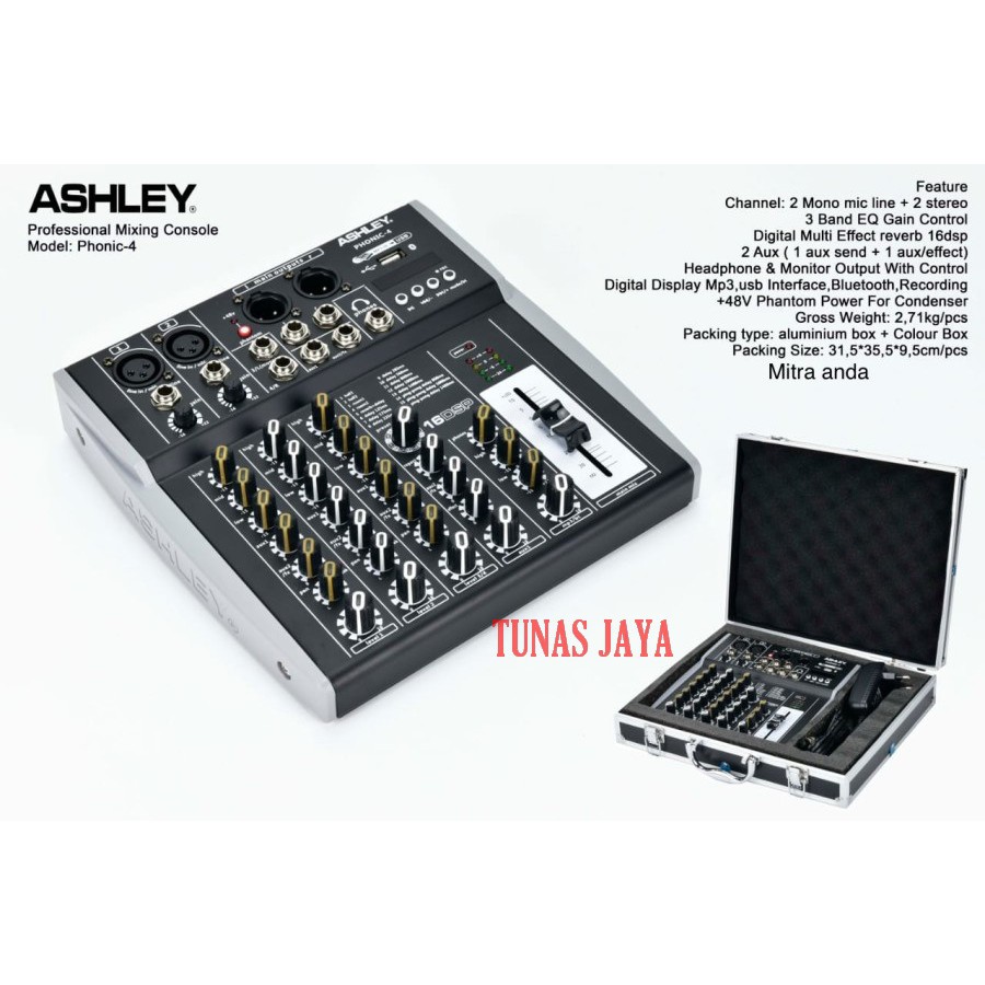 Mixer Ashley Phonic 4  - 4 Channel Plus Hardcase Original