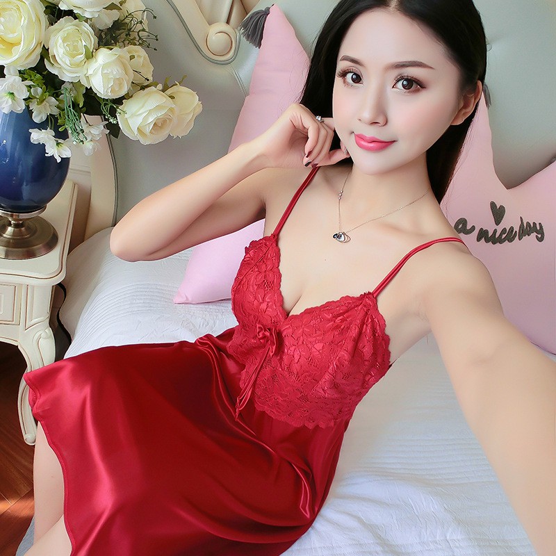 BAJU TIDUR DRESS IMPORT BAHAN SATIN MODEL BRUKAT BAGIAN PERUT 288