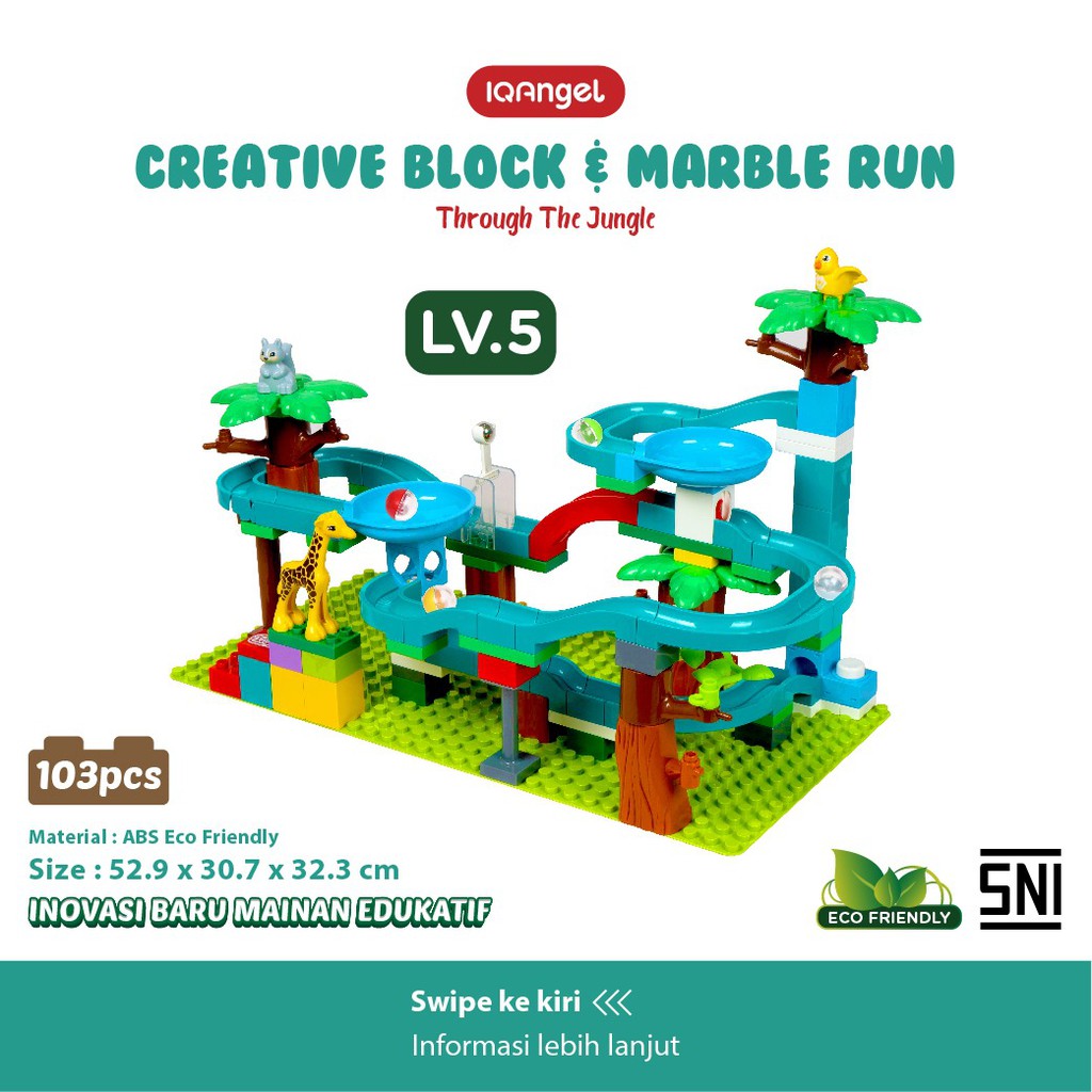 IQ Angel Creative Block &amp; Marble Run Toys Through The Jugle Lego Duplo Size