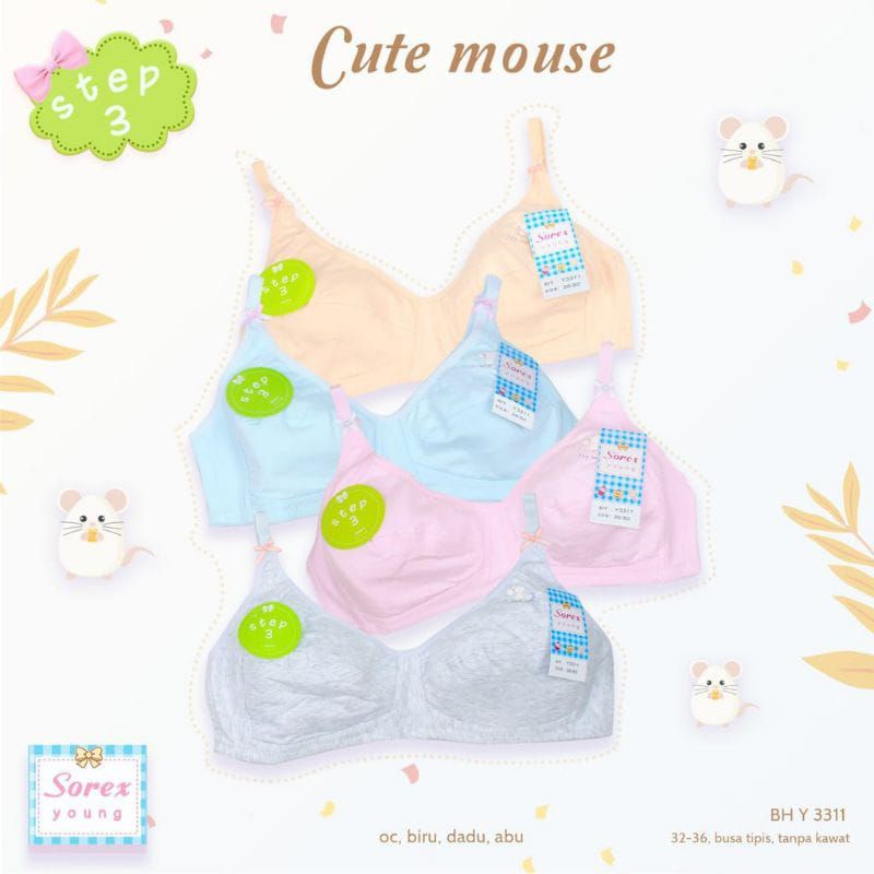 Bh Remaja Tanpa Busa Tanpa Kawat Kait 2 | Mini bra Sorex Y3311 Step 3 | ORIGINAL **
