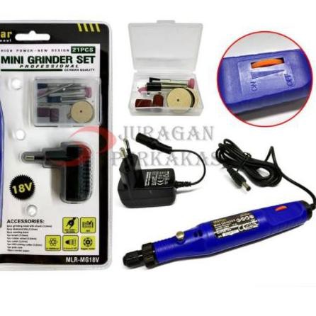★Barang Laris MOLLAR 18V MINI GRINDER BATERAI SET 21 PCS BOR GERINDA TUNER CORDLESS DG5