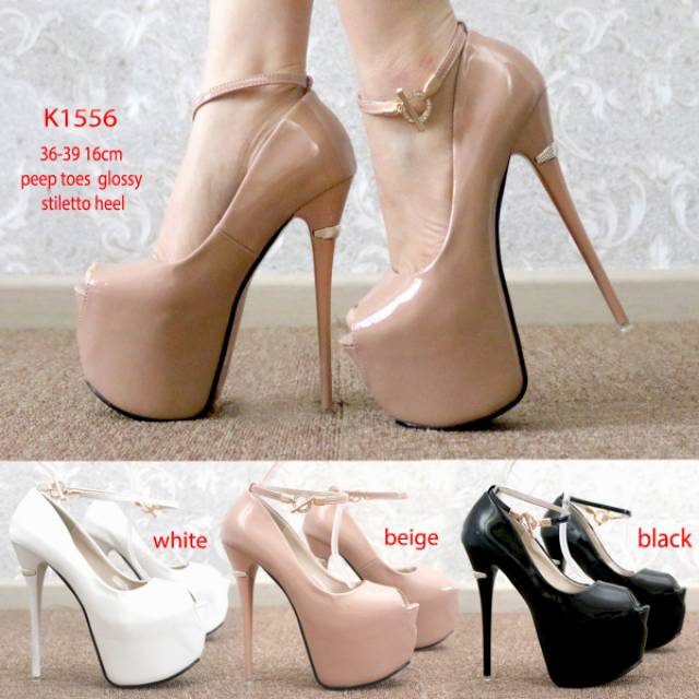Peeptoes glossy kebuka heels 16cm shoes
