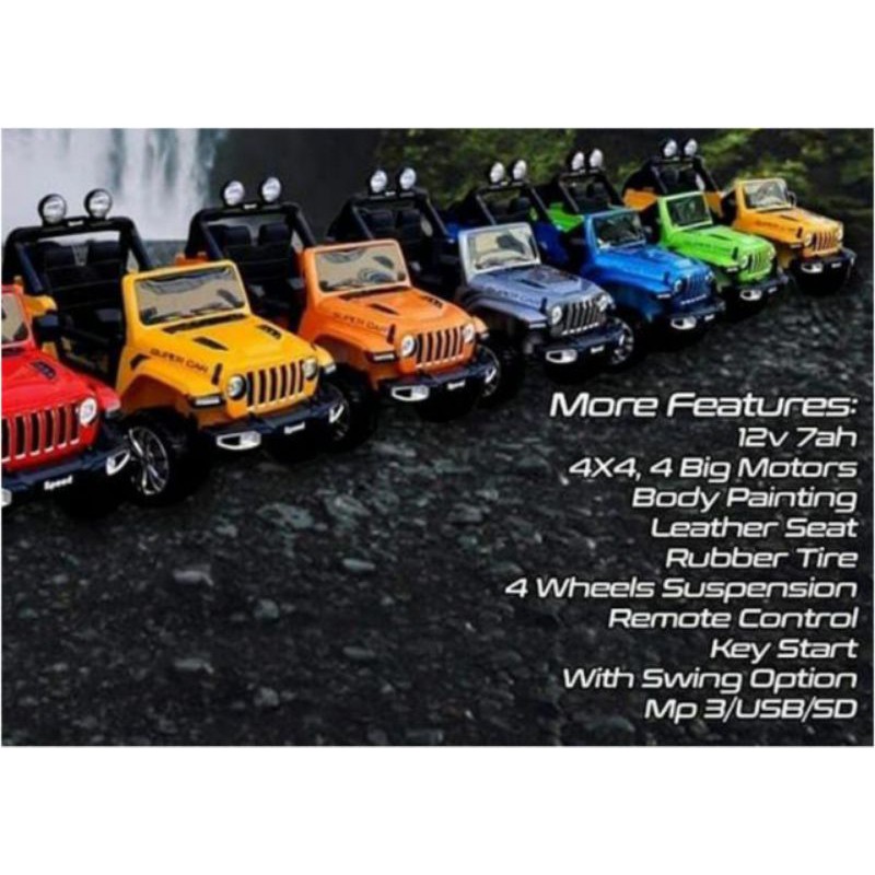 (NON CAT DUCO) mainan anak Mobil aki JEEP ROCKY