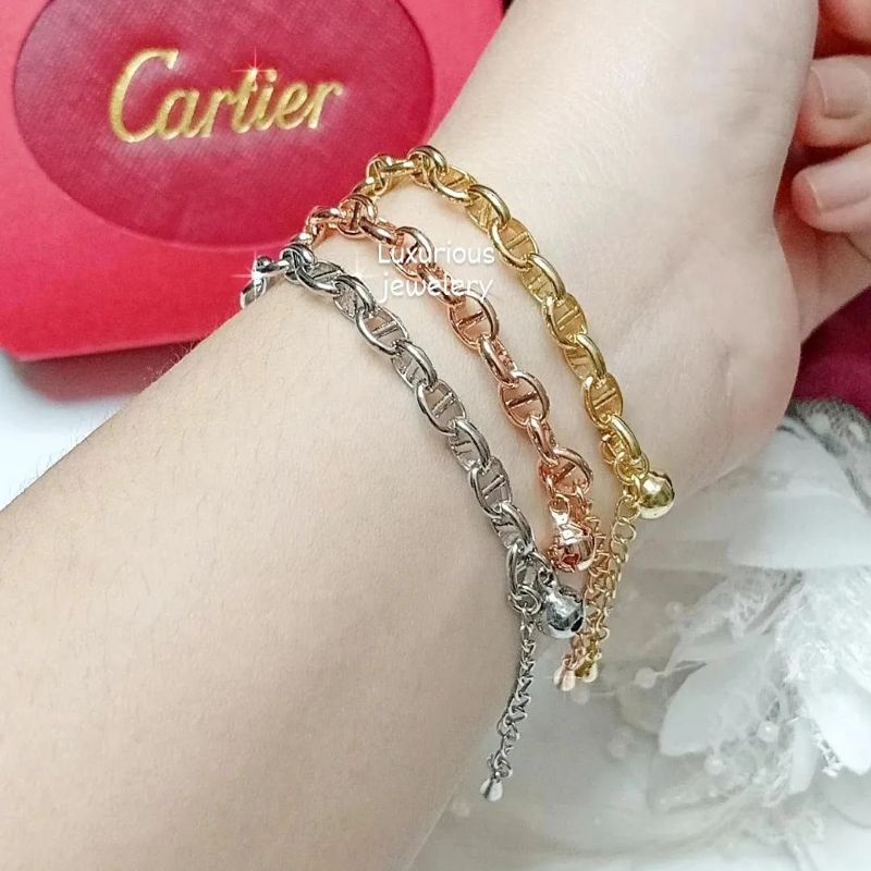 Gelang tangan Rantai paperclip Replika Berlian lapis emas