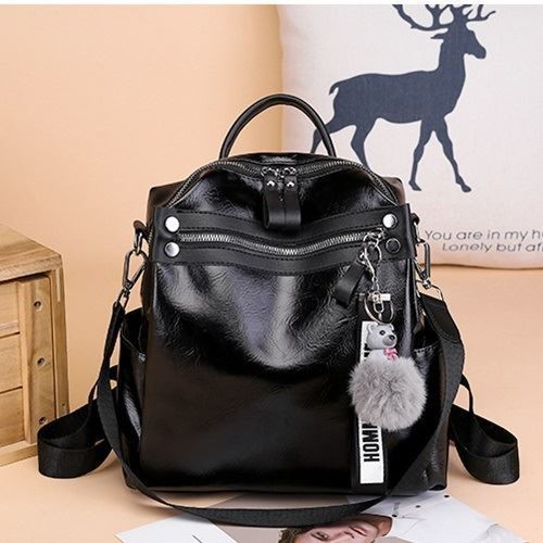 Tas Ransel Wanita Korean Fashion Bahan PU Leather Backpack Multifungsi Fashion Mode New Model