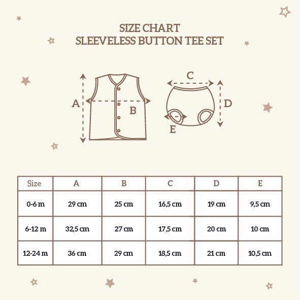 Little Palmerhaus Sleevess Button Tee Set / Setelan KUTUNG Polos Kancing Depan