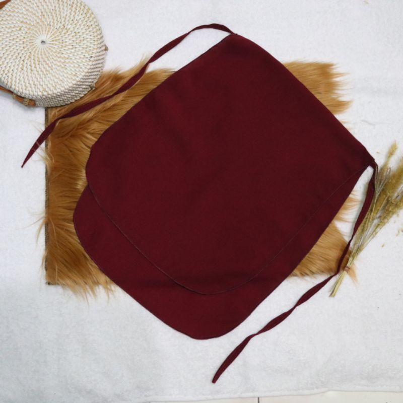 Cadar Khimar Dua Lapis/Layer Bahan Wolfis/Woolpeach-Maroon