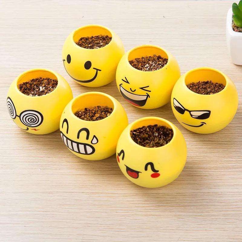 ⭐️ Jendela Kosmetik ⭐️ Pot Tanaman Hias Rumput Emoji / Vas Bunga Emoticon / Pot Tanaman Emoji / Pot Tanaman Rumput / Pot Serba Guna / Pot Emoji / Pot Bunga Lucu