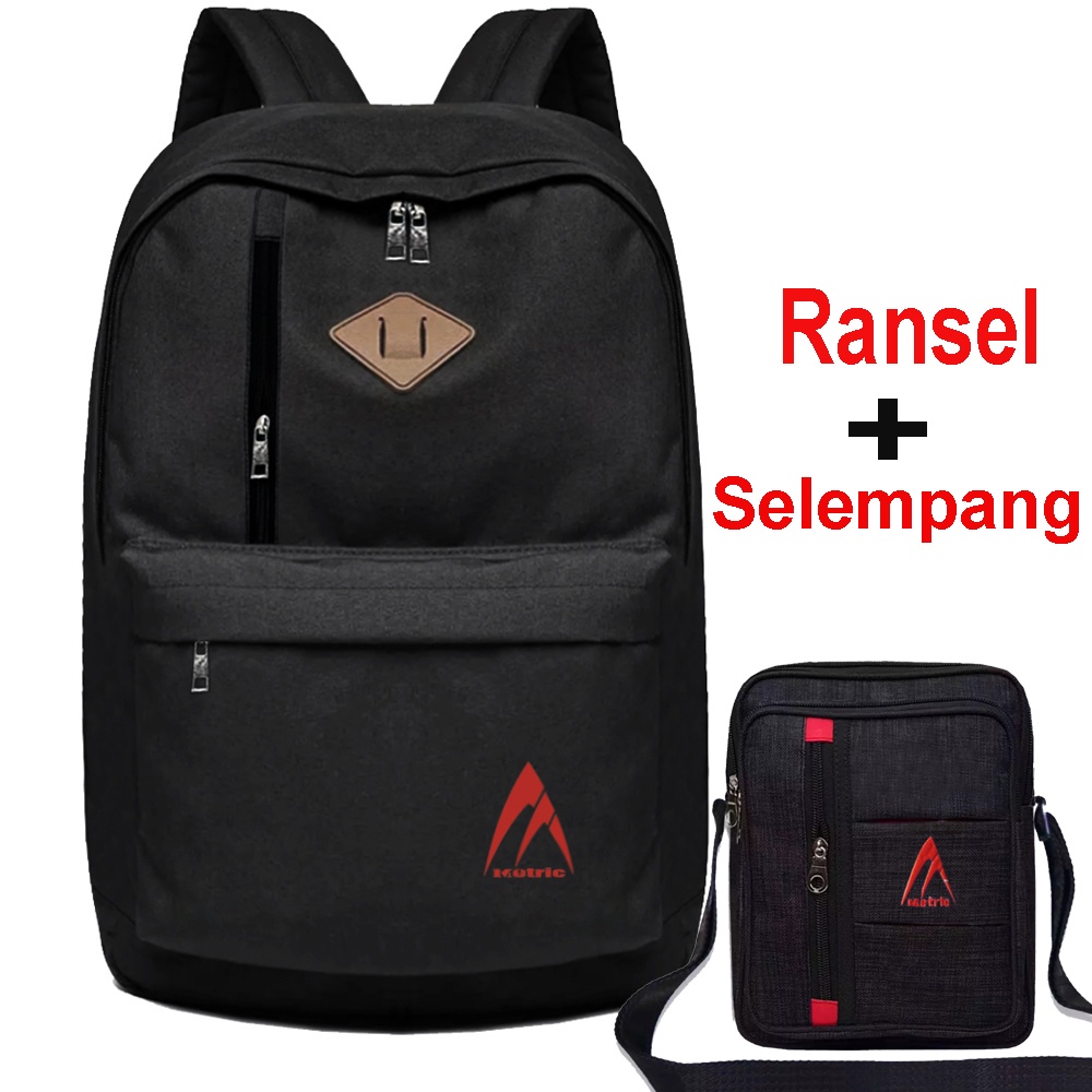 9.9 Shopee Super Diskon SALE 1 Set Tas Ransel + Tas Selempang Metric - Tas Ransel Pria/Wanita PME69 
