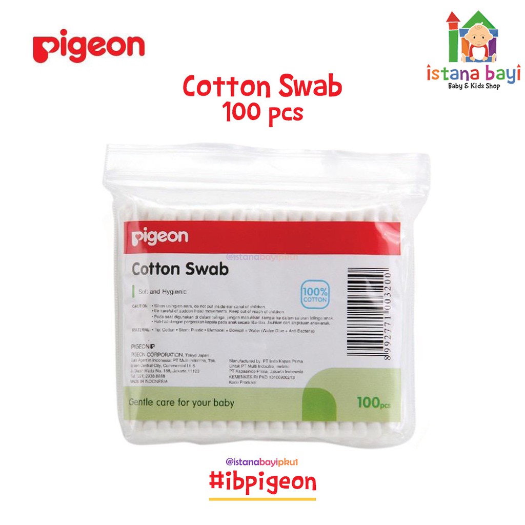 PIGEON Cotton Swab Isi 100 Pcs Small Tip / Cotton Buds / Pembersih Telinga Bayi