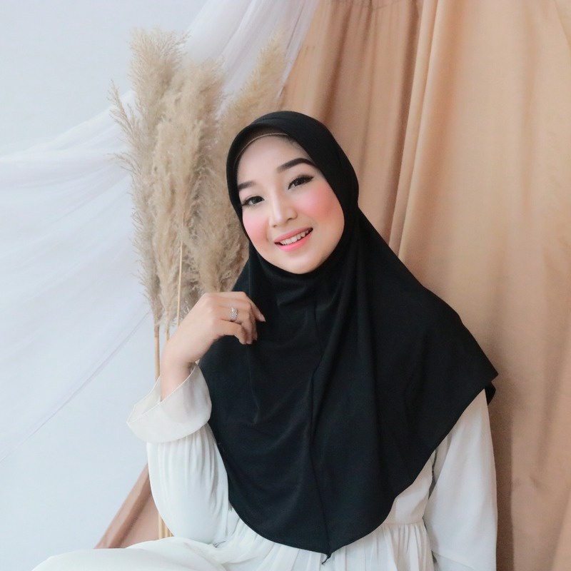 Jilbab Instan Hamidah Jersey Kerudung Olahraga Daily Termurah-HITAM