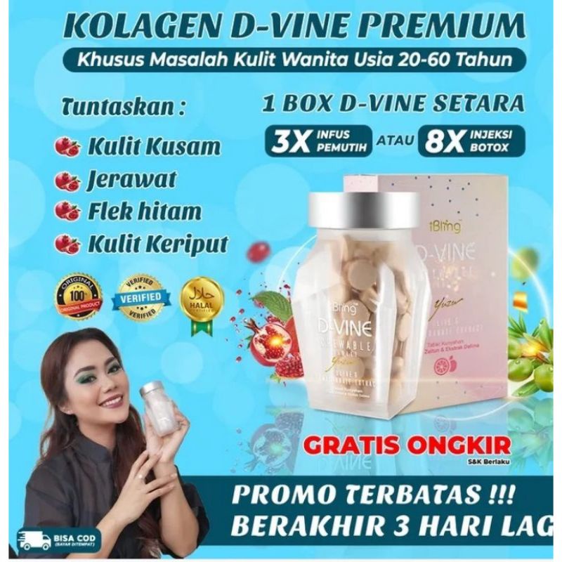D vine Collagen Original Promo 20 Butir Murah, Kolagen Pemutih Kulit KOREA Dengan Anti Aging Alami