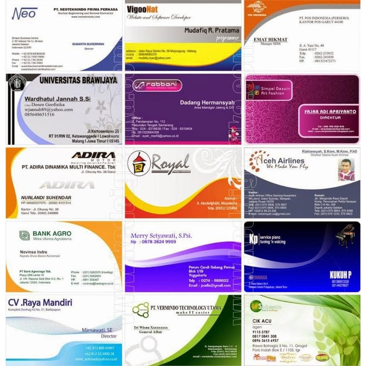 

Cetak Kartu Nama Instan Full Color 2 muka bahanap 260