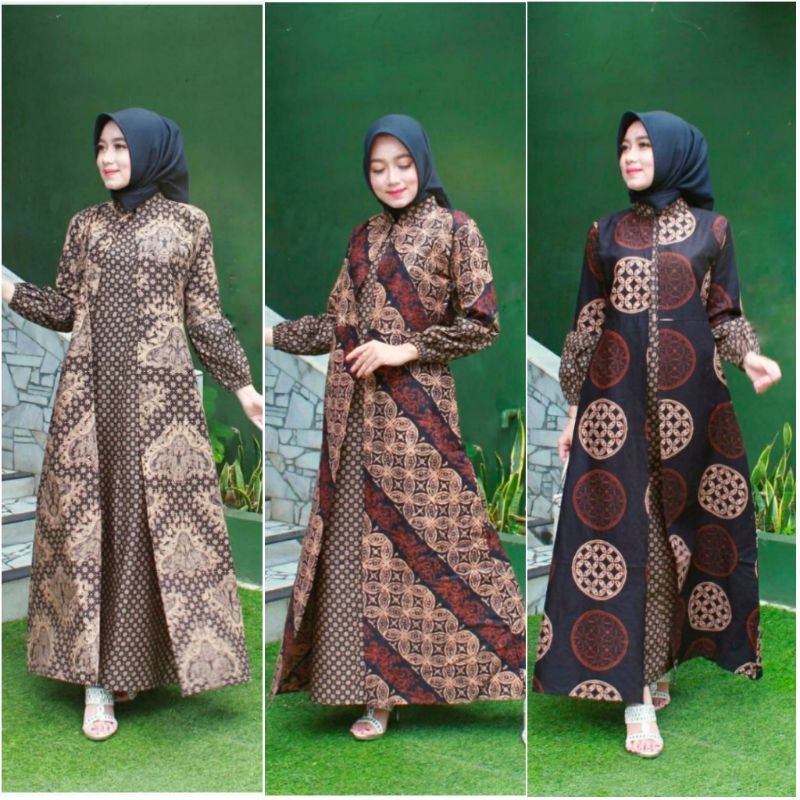 Gamis Batik Modern Gamis Busui Gamis Batik Kombinasi Gamis Batik Remaja Orang Tua Shopee Indonesia