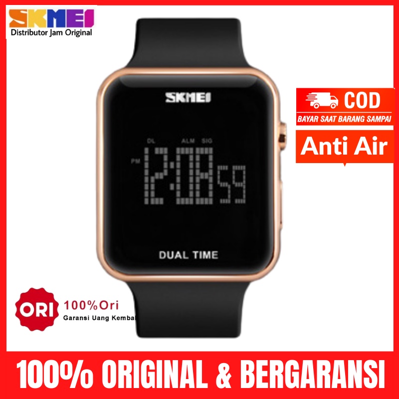 Jam Jm Tangan Tngan Wanita Perempuan Cewek Cewe Digital Anti Air Skimei Skmei Skemei Original 1271-Rosegold