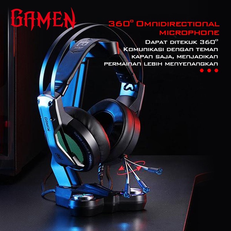 GAMEN GH1500 3.5mm Audio Jack Input RGB LED Light Braided Wire Gaming