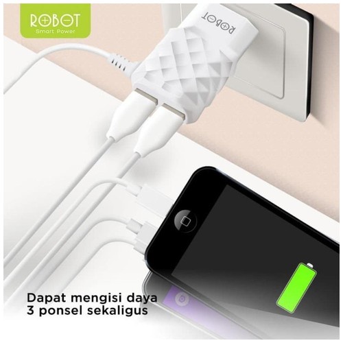 Adaptor ROBOT RT-K5 RT K5 Adapter Power charger 3 Output 2.1 A 2 Port usb Original resmi original