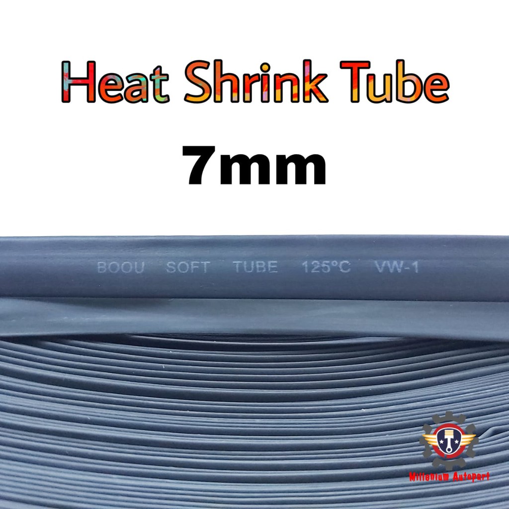 Heat Shrink Tube 7mm Selongsong Bakar Selang Bakar 1meter - Hitam