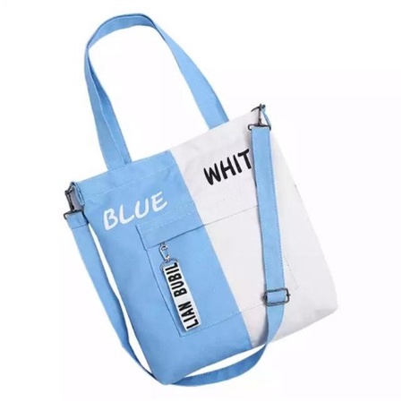 Tas Tote Bag Wanita TWO TONE Resleting Bahan Kanvas Ukuran 40 X 30 CM