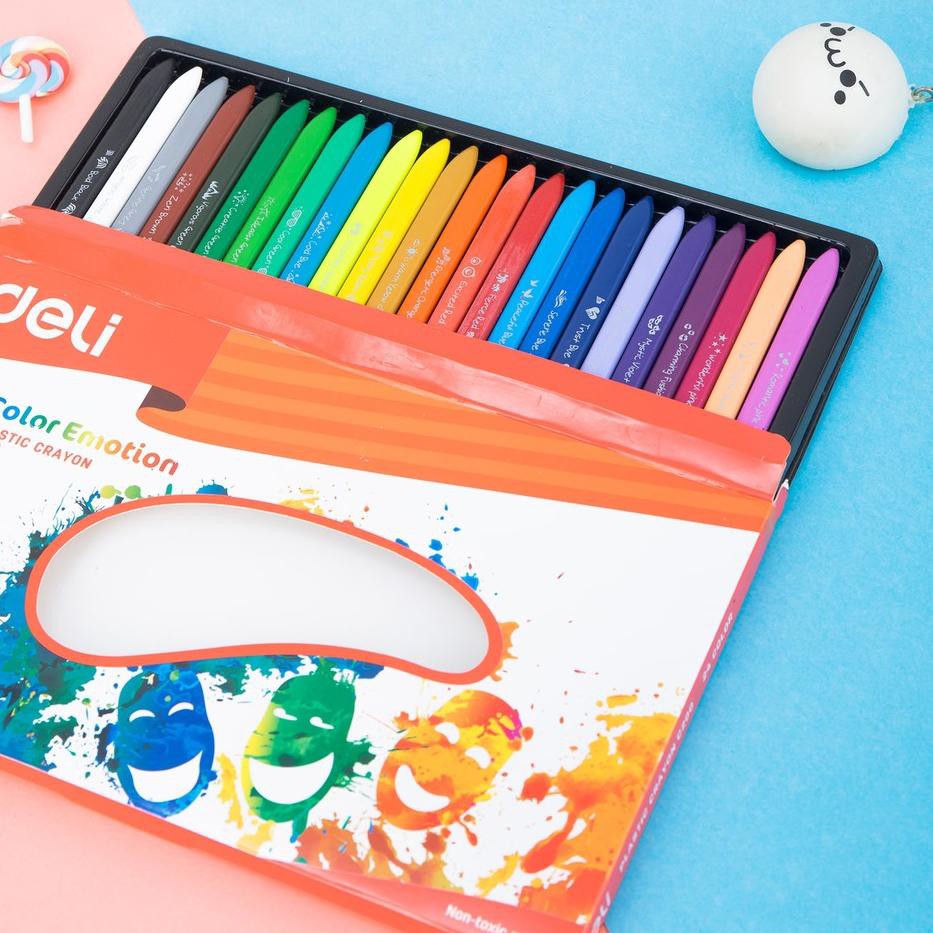 

★★ 8F8 Deli Krayon Sekolah 24 Warna Cerah Bentuk segitiga ergonomis tidak beracun EC Murahー