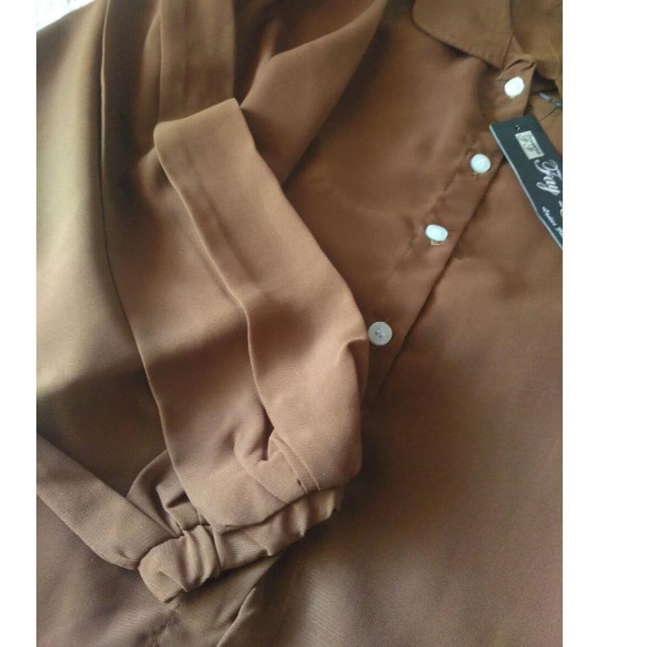 [Star] Kemeja Wanita Lengan Balon Putih Polos Jumbo Ld 110 XL Baju Atasan Kerja Wanita COD Arjuna St