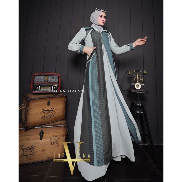 Jihan Dress Ori by Trevana Collection Premium / Dress Syar'i / Gamis Pesta Mewah / Baju Syar'i Terbaru / Dress Polos Mewah / Fashion Muslimah Branded-3