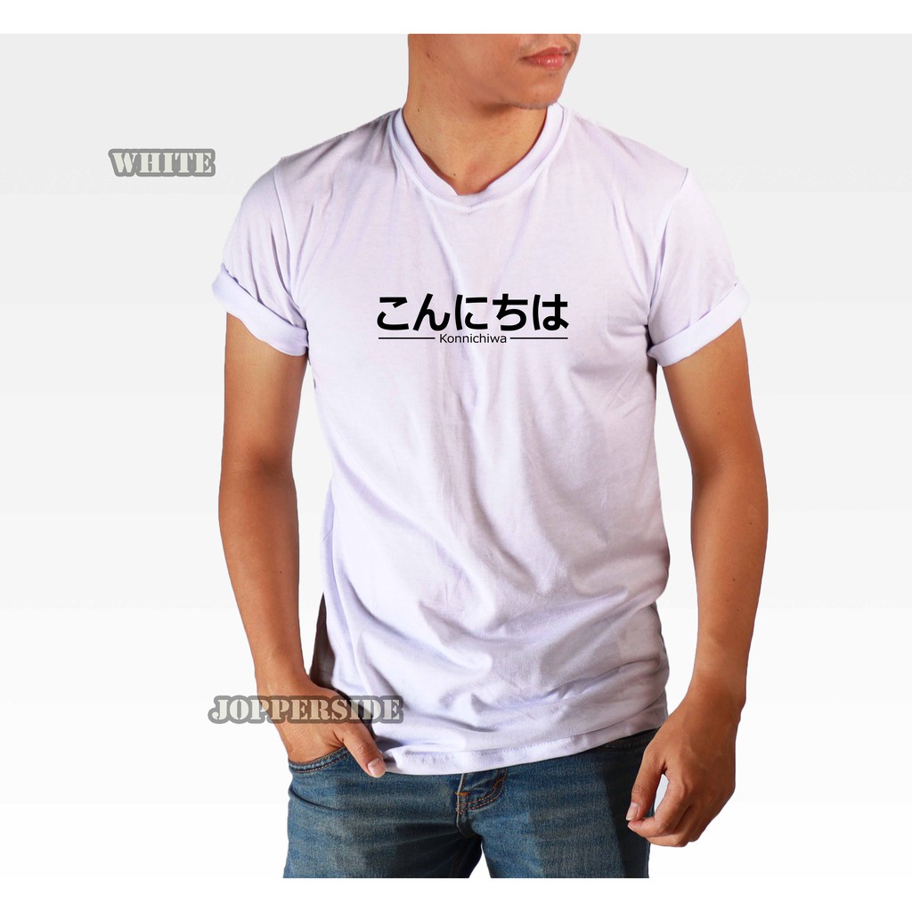 JOPPERSIDE TSHIRT KAOS DISTRO TULISAN JEPANG PRIA ORIGINAL PREMIUM KONNICHIWA TS46