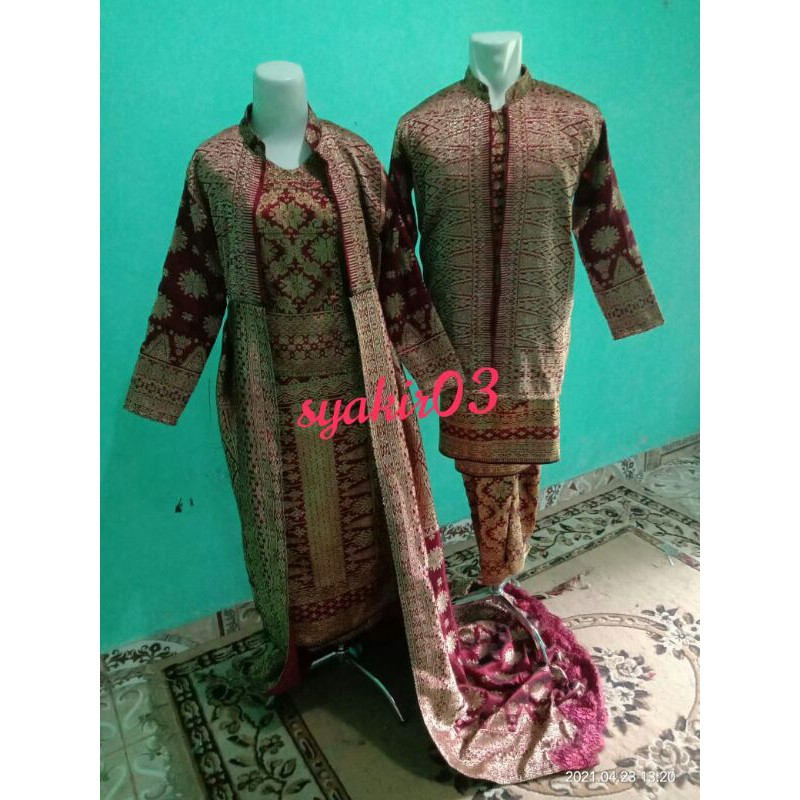 baju pengantin jubah songket tenun asli