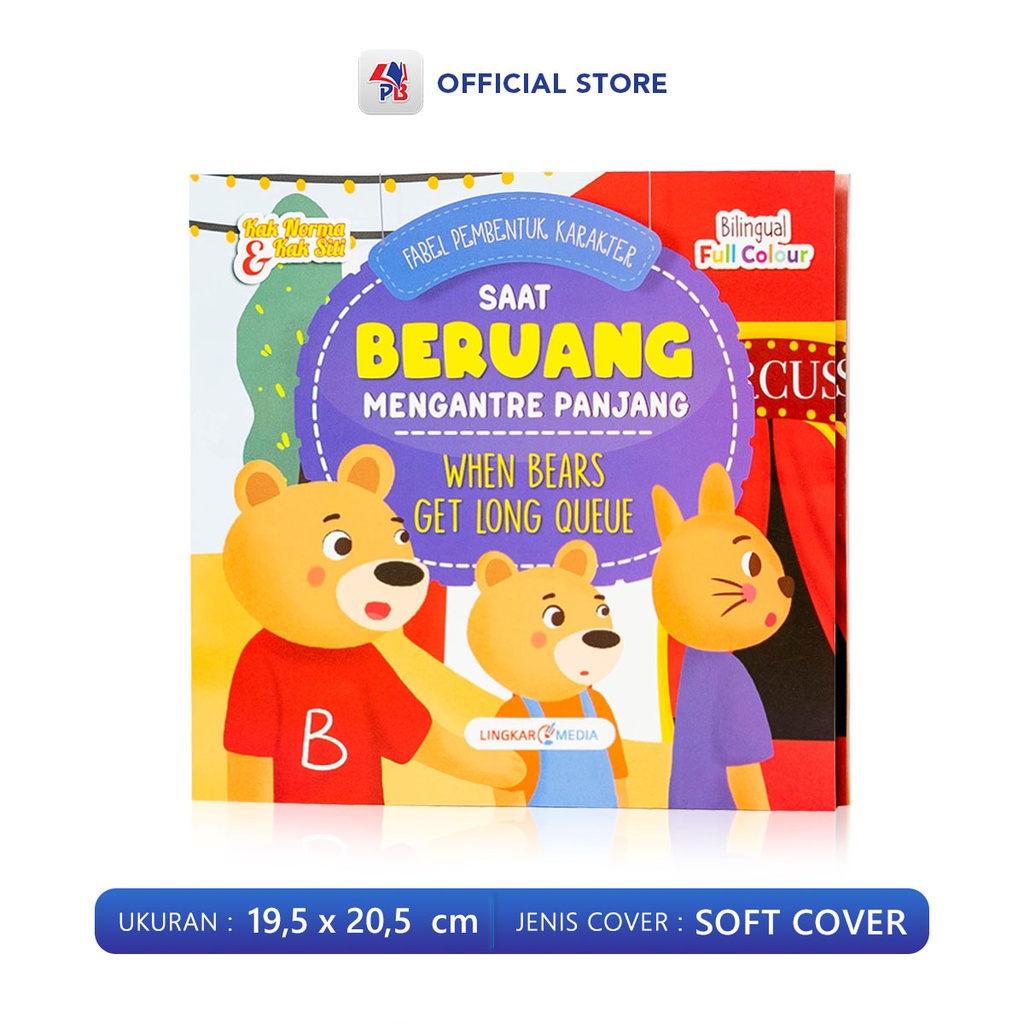 Buku Cerita Anak Bergambar / Buku Dongeng Anak Bergambar Bilingual Fabel Pembentuk Karakter Impian Panda Tupai Lebah Sendirian Beruang Antre Rubah Berubah-3