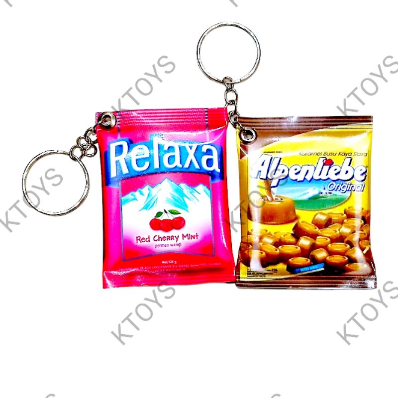 gantungan kunci motor dan mobil motif cemilan dan makanan unik dan lucu
