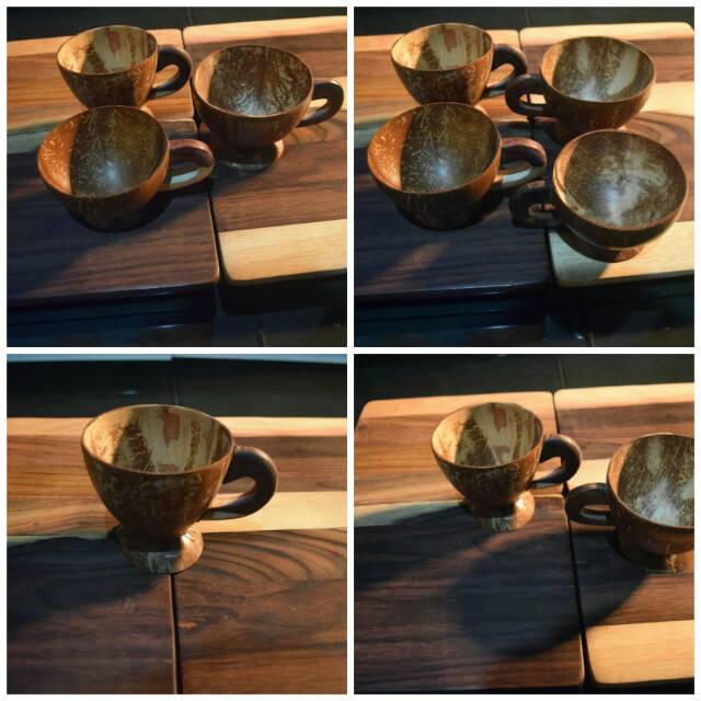 Cangkir gagang batok kelapa gelas batok kelapa tempurung kelapa klasik