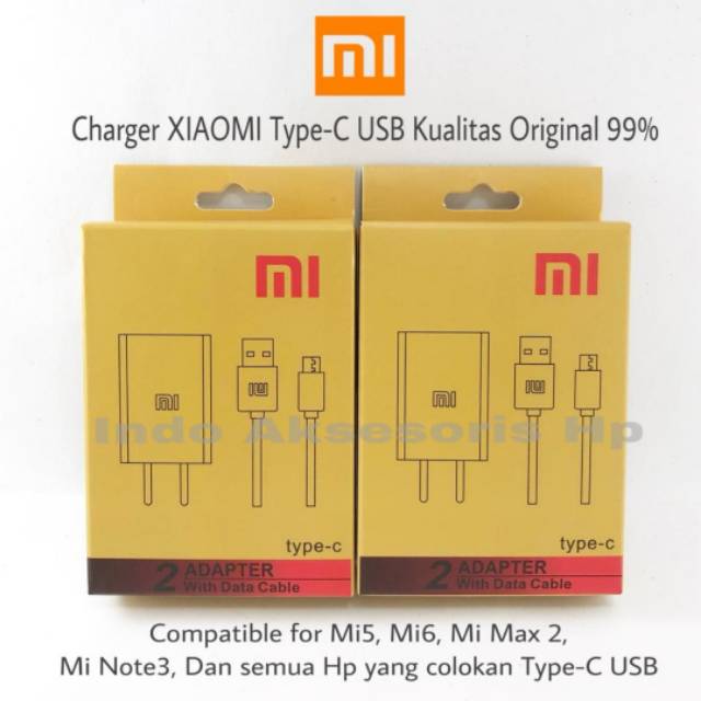 Charger XIAOMI Type-C Type C USB Mi5 Mi6 Kualitas Original 99% | Casan