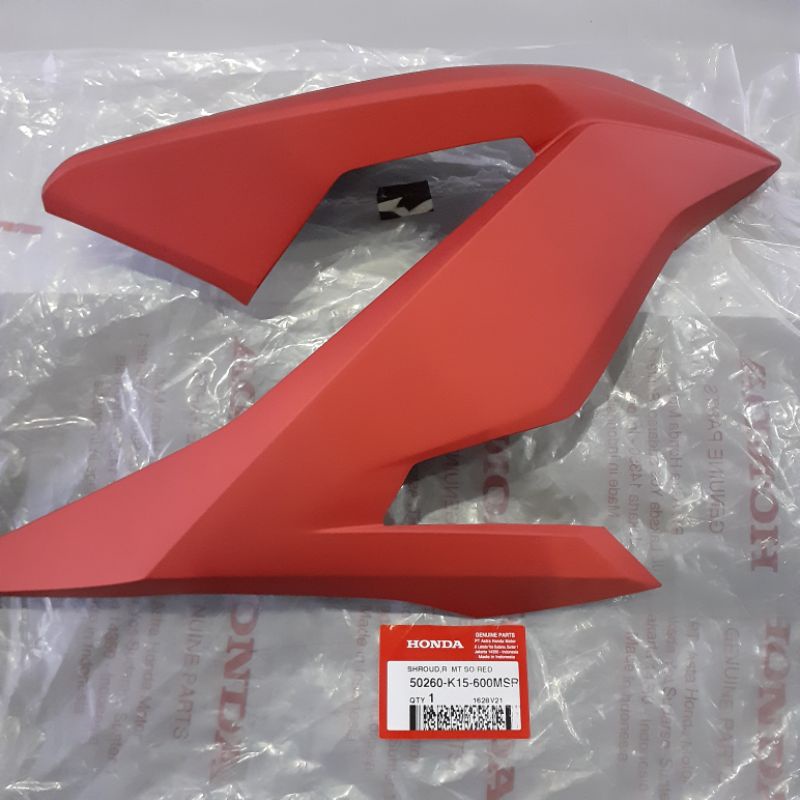 COVER TANGKI, COVER SAYAP, SHROUD CB150R V3 MERAH DOP (MATTE) ORI KIRI 50265-K15-600MSR KANAN 50260-