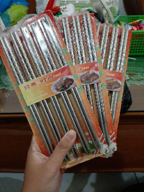 10 Pasang Sumpit Stainless - Polos / Chopsticks