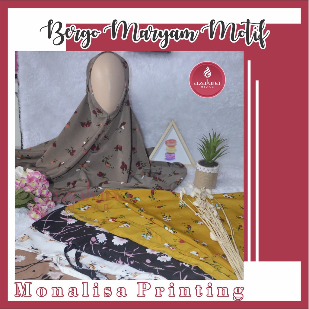 Hijab Bergo Maryam Motif , Jilbab Bergo Maryam Motif , Kerudung