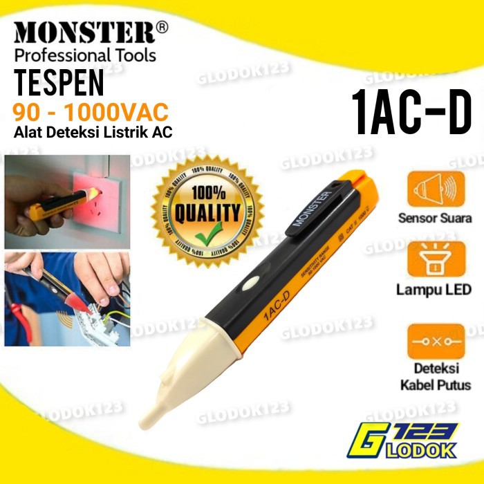 Tespen Bunyi AC Volt Tester Deteksi Kabel Putus Tanpa Sentuh 1AC-D